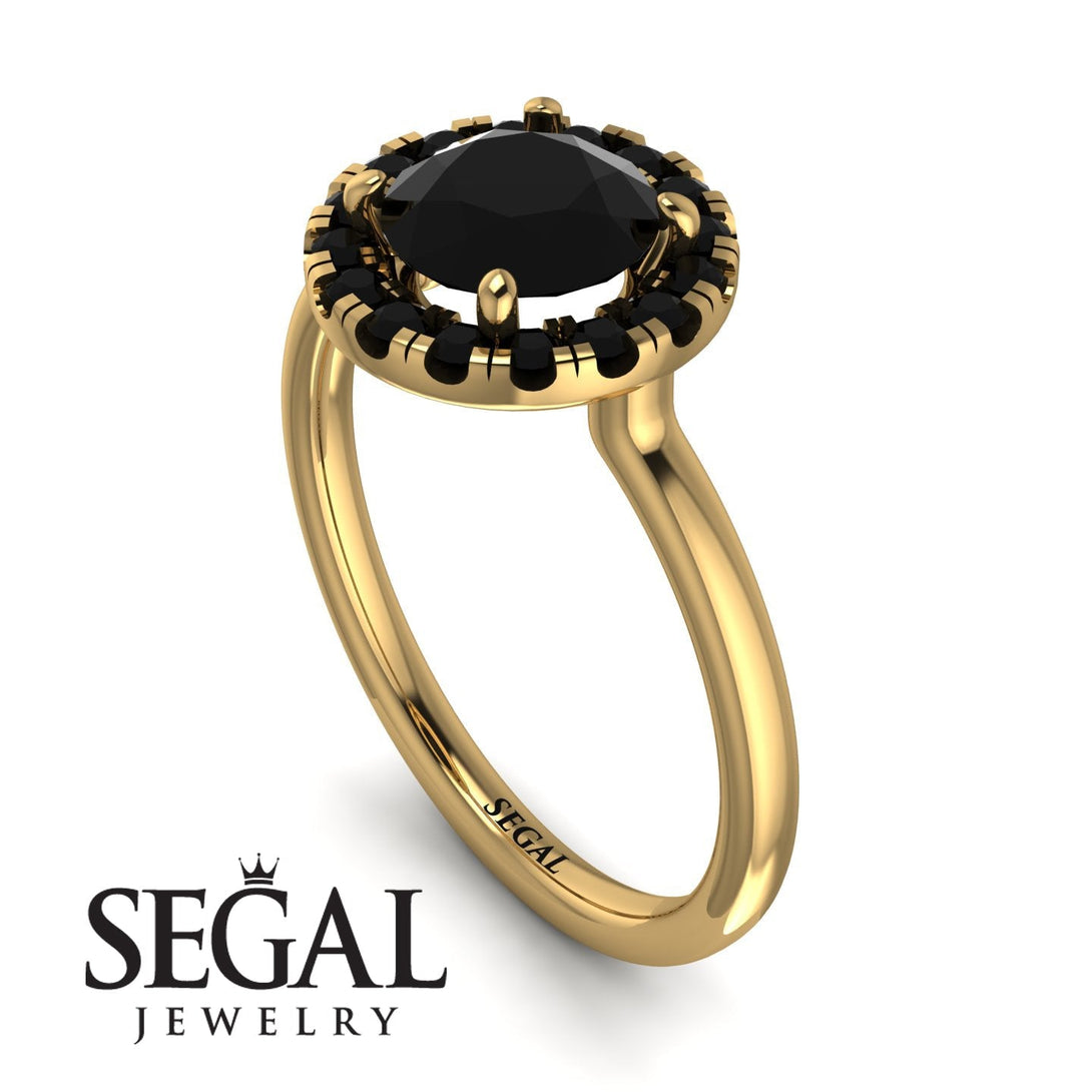 Two Tones 1ct Round Black Diamond Engagement Ring - Natalia No. 79