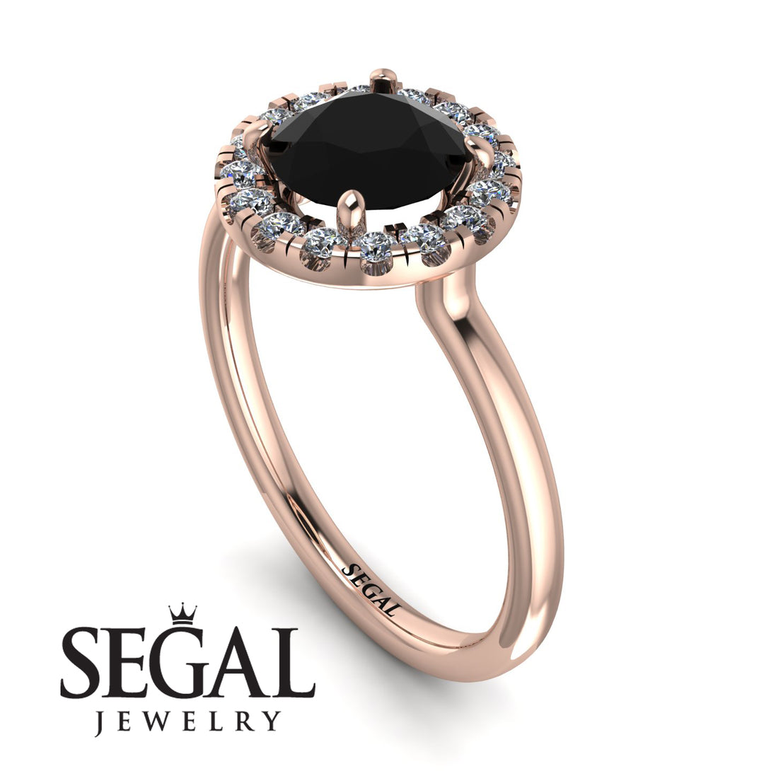 1ct Round Black Diamond Engagement Ring - Natalia No. 8