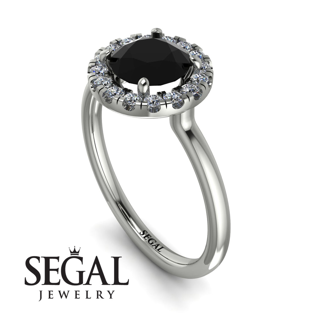 1ct Round Black Diamond Engagement Ring - Natalia No. 9