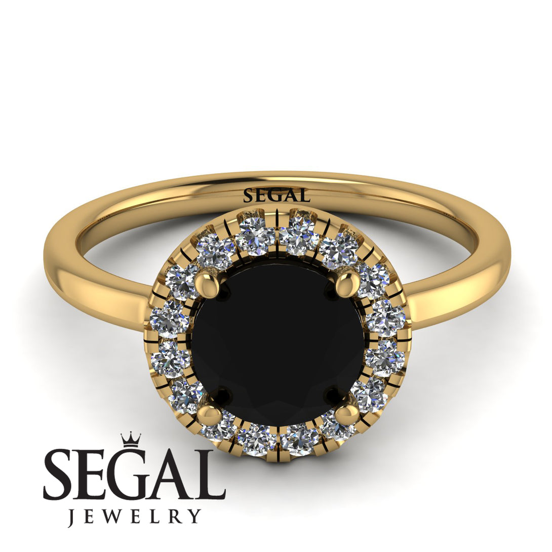 1ct Round Black Diamond Engagement Ring - Natalia No. 7