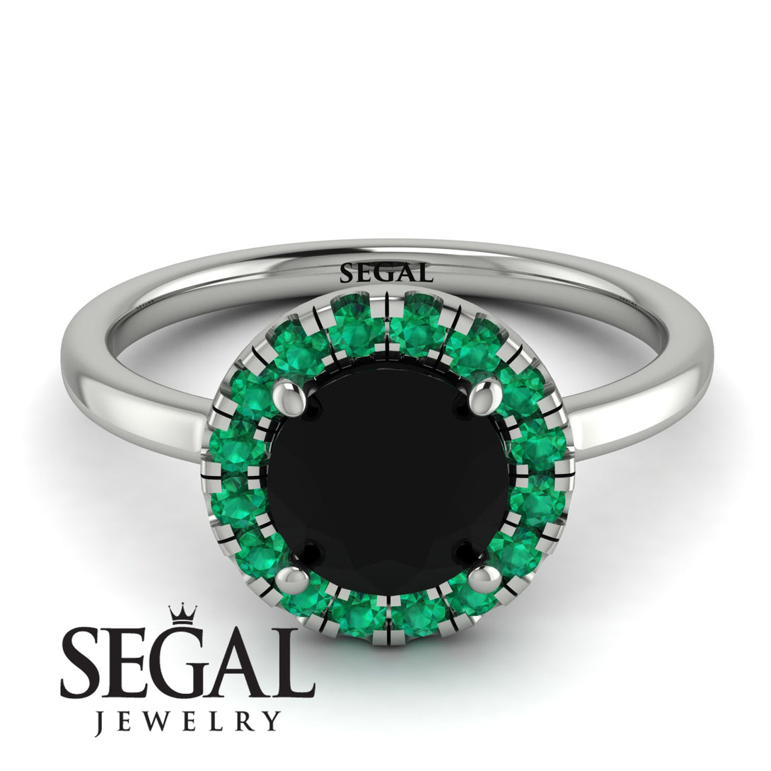 1ct Round Black Diamond Engagement Ring - Natalia No. 24