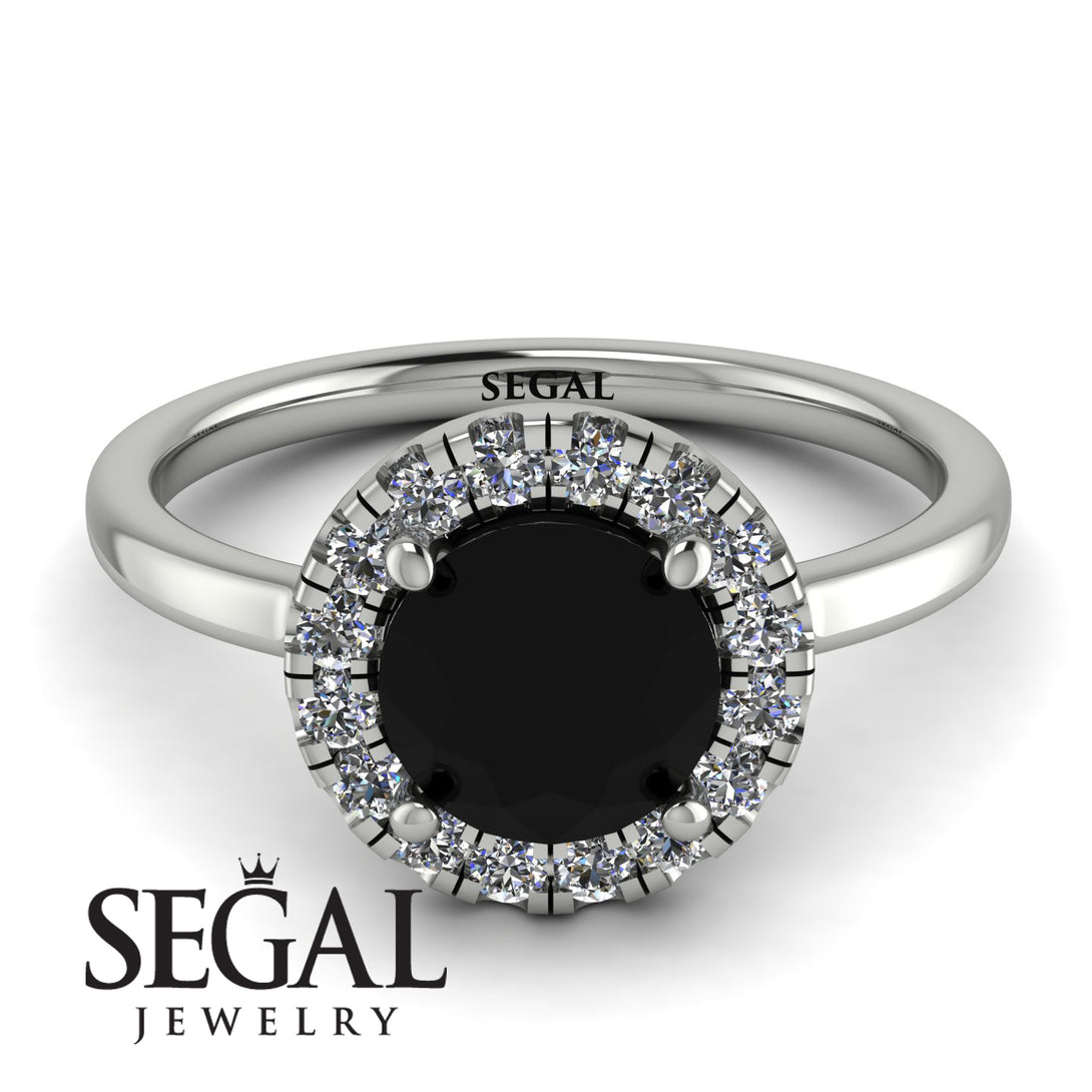 1ct Round Black Diamond Engagement Ring - Natalia No. 9