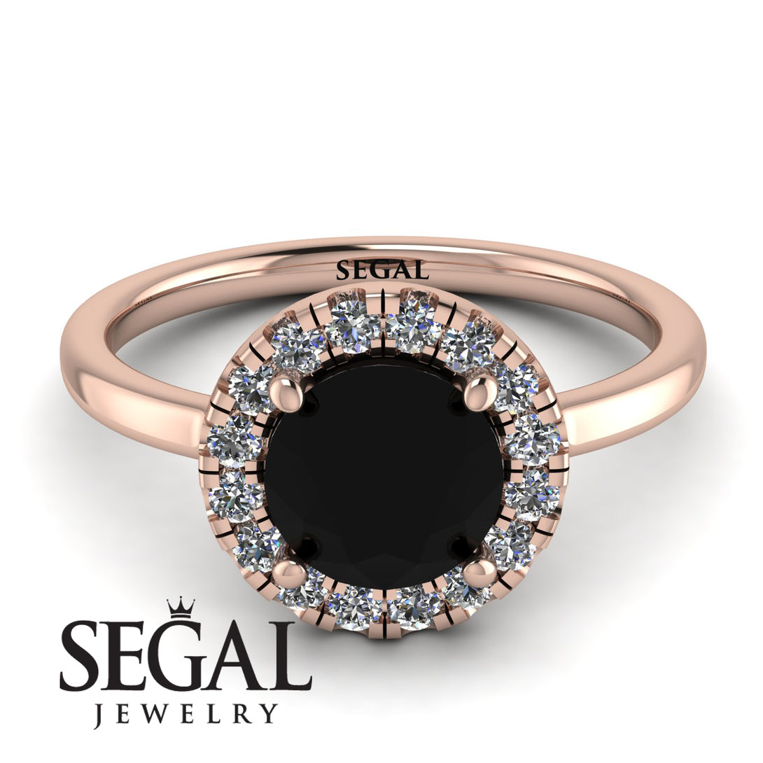 1ct Round Black Diamond Engagement Ring - Natalia No. 8