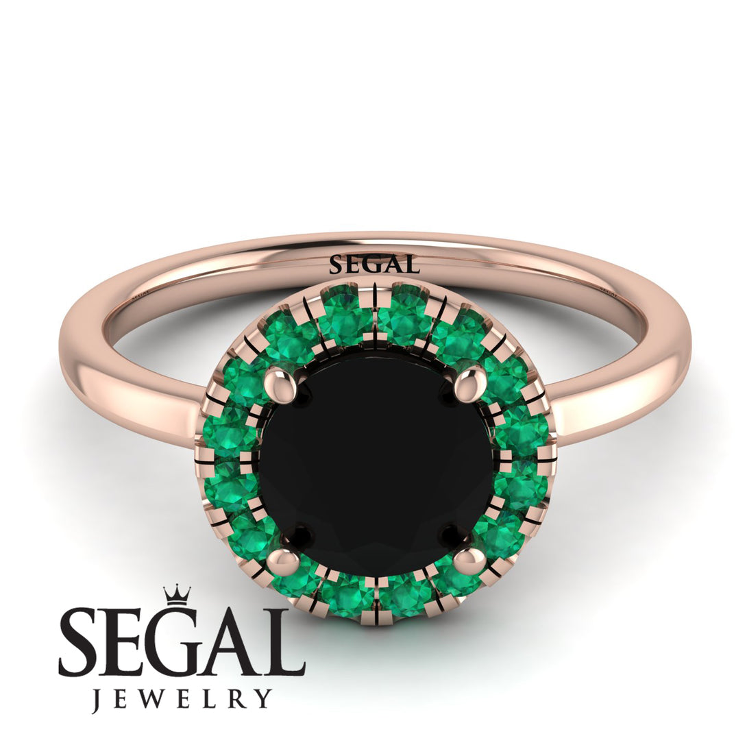 1ct Round Black Diamond Engagement Ring - Natalia No. 23