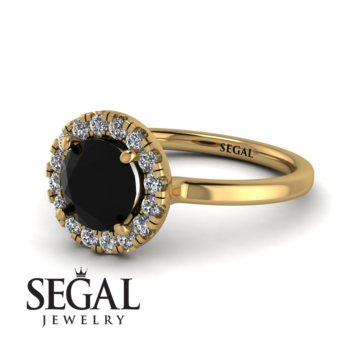 1ct Round Black Diamond Engagement Ring - Natalia No. 7