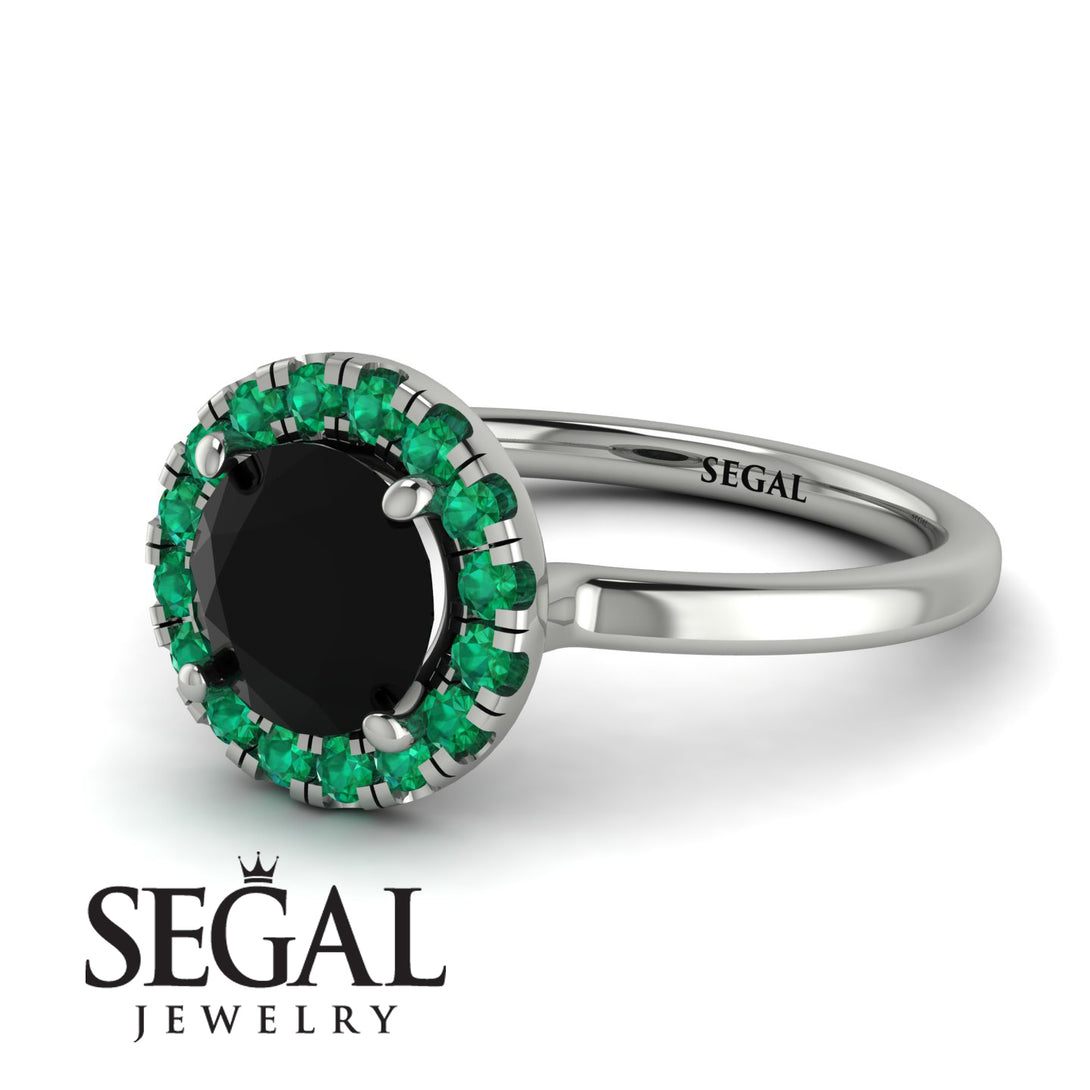 1ct Round Black Diamond Engagement Ring - Natalia No. 24