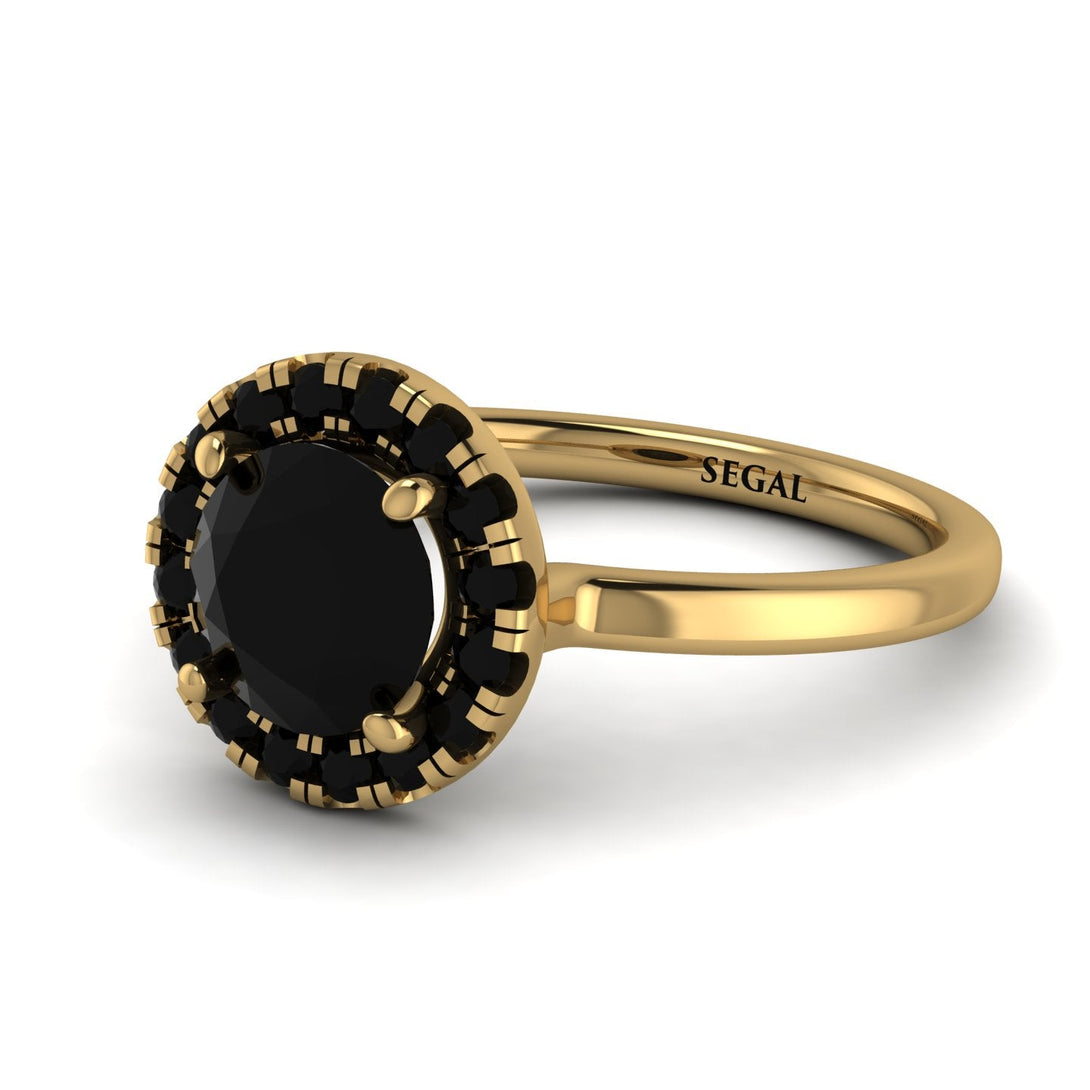 Two Tones 1ct Round Black Diamond Engagement Ring - Natalia No. 79