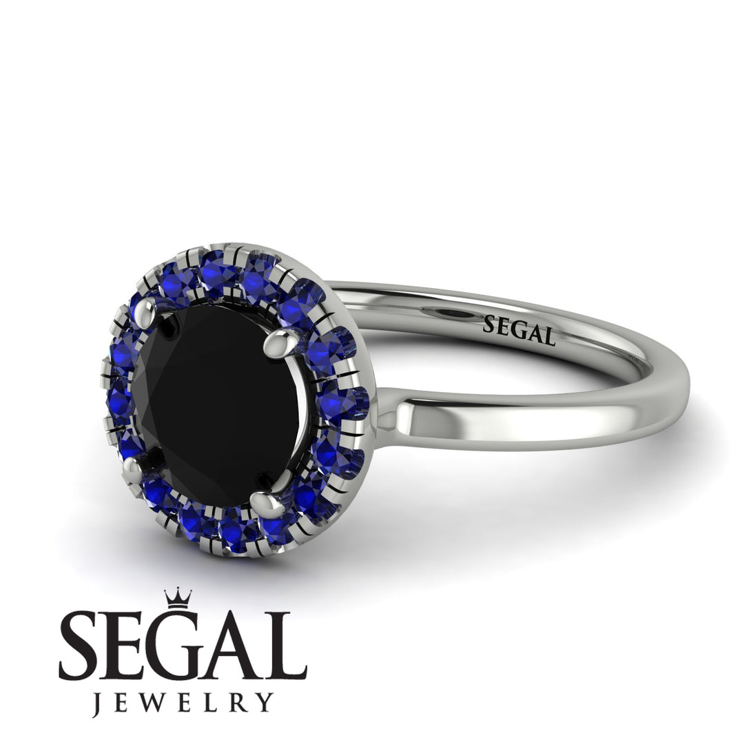1ct Round Black Diamond Engagement Ring - Natalia No. 69