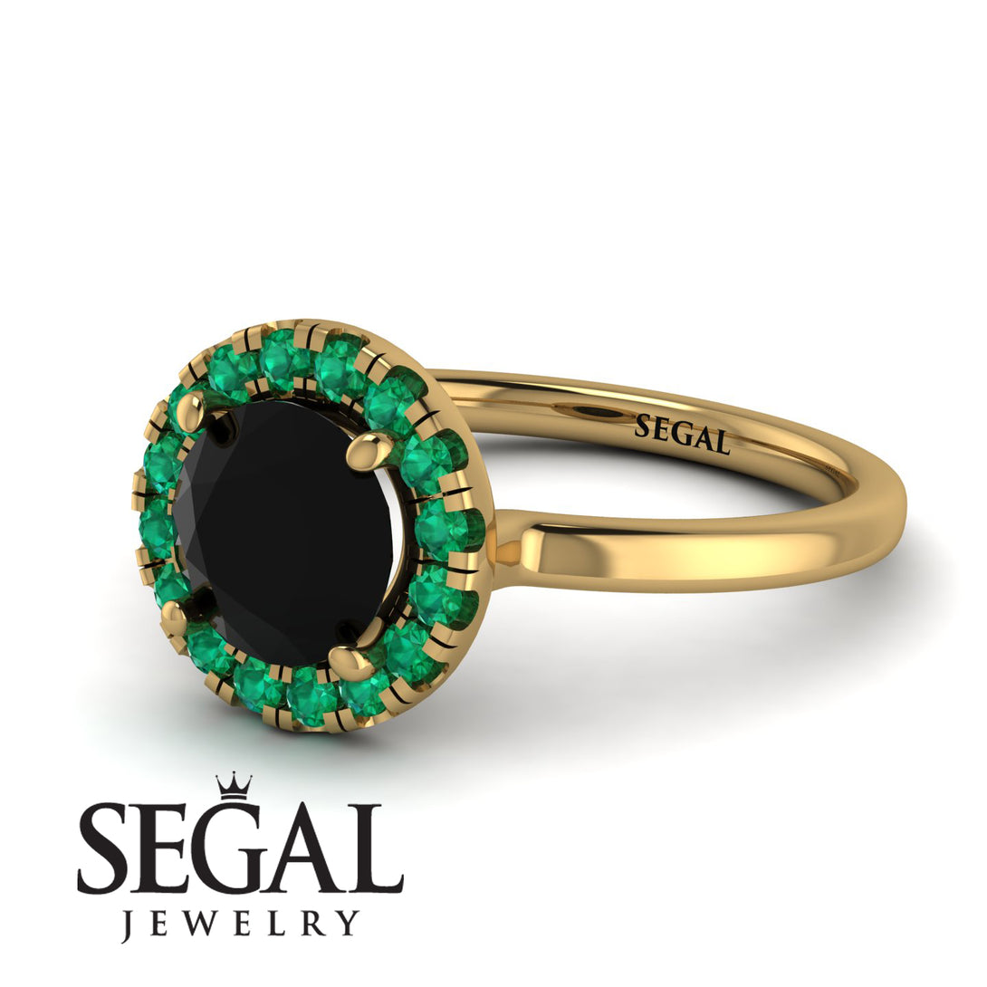 1ct Round Black Diamond Engagement Ring - Natalia No. 22