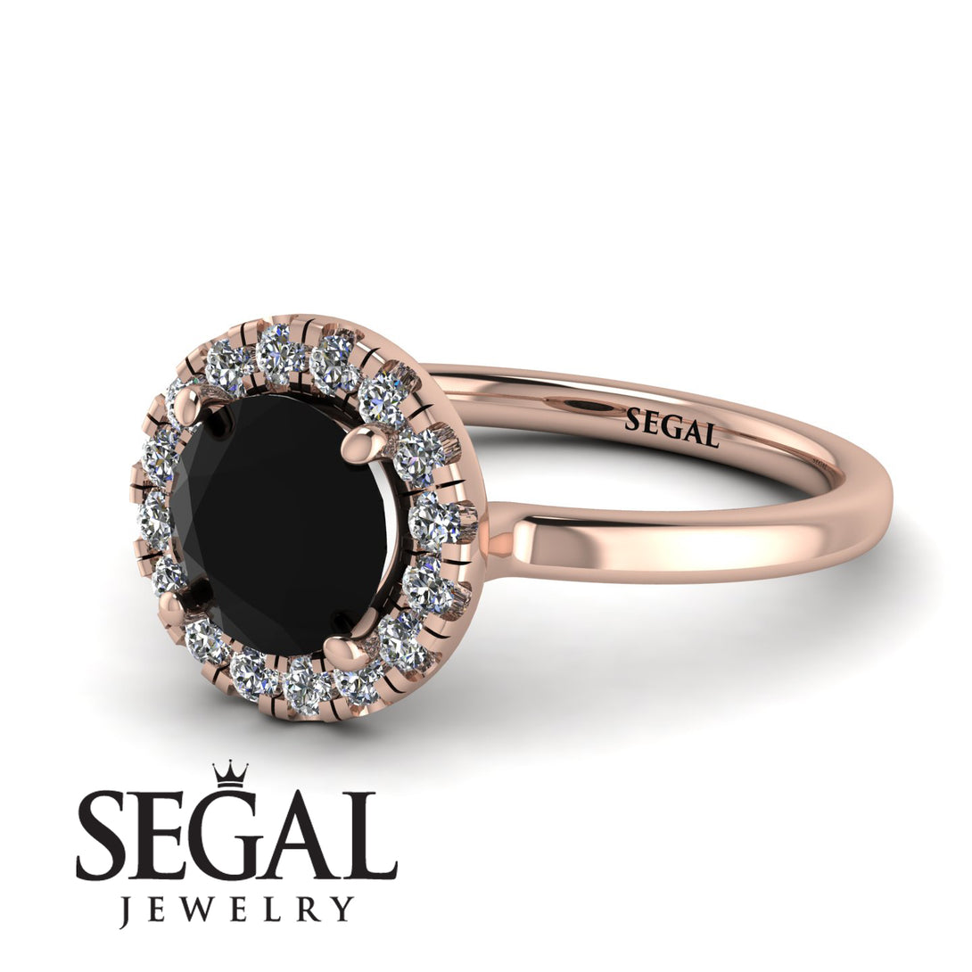 1ct Round Black Diamond Engagement Ring - Natalia No. 8