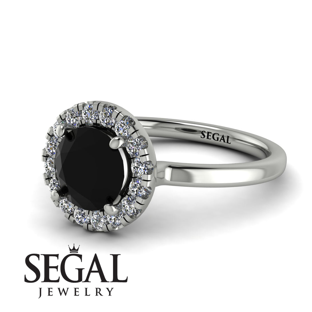 1ct Round Black Diamond Engagement Ring - Natalia No. 9