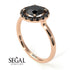 1ct Round Black Diamond Engagement Ring - Natalia No. 38