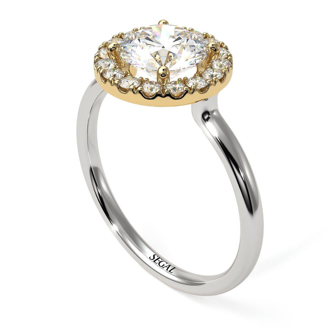 Two Tones 1ct Round Diamond Engagement Ring - Natalia No. 77