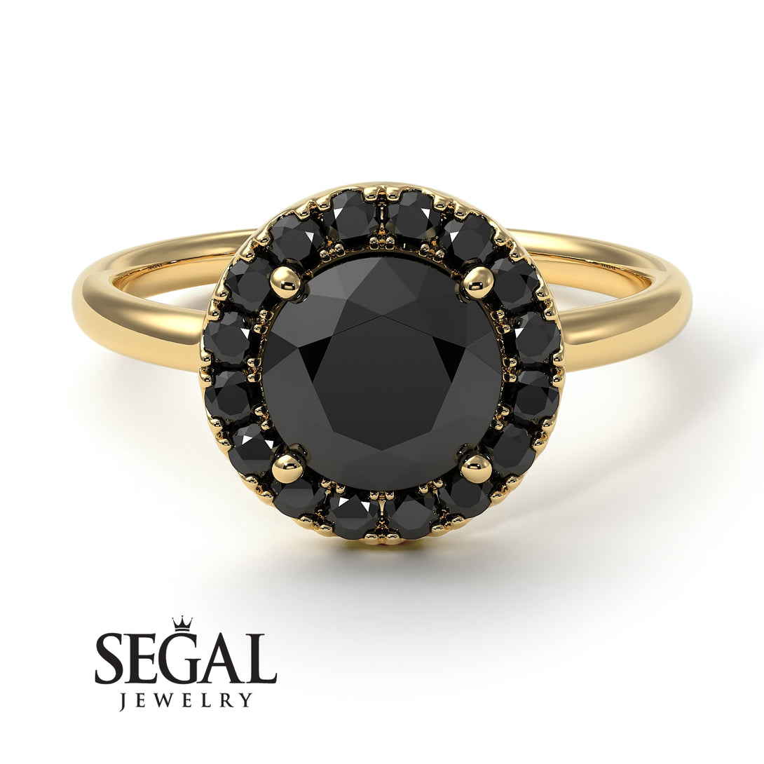 1ct Round Black Diamond Engagement Ring - Natalia No. 37