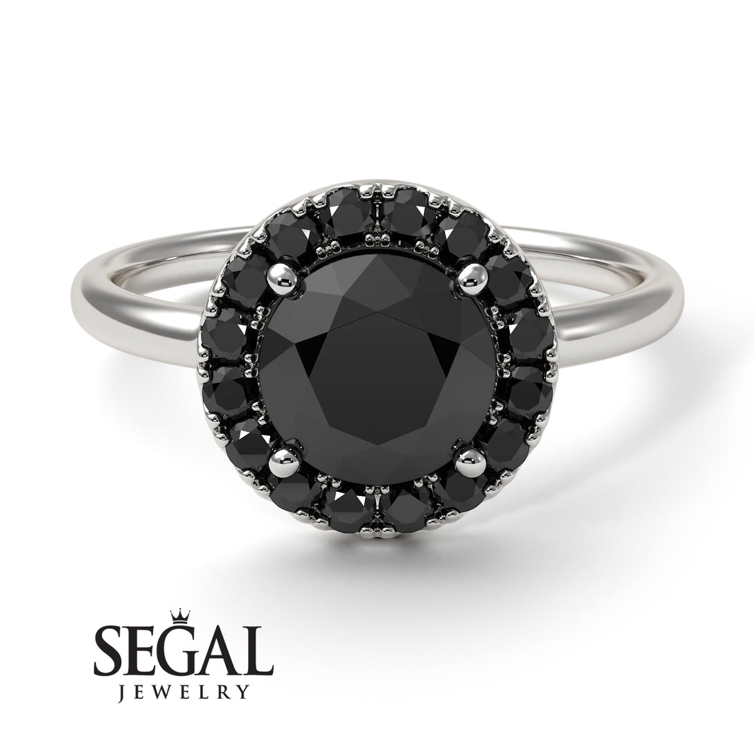 1ct Round Black Diamond Engagement Ring - Natalia No. 39