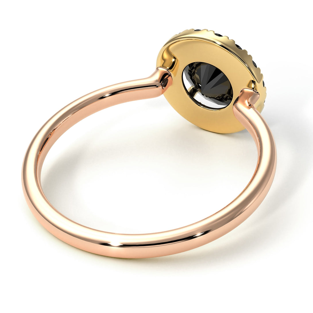 Two Tones 1ct Round Black Diamond Engagement Ring - Natalia No. 79