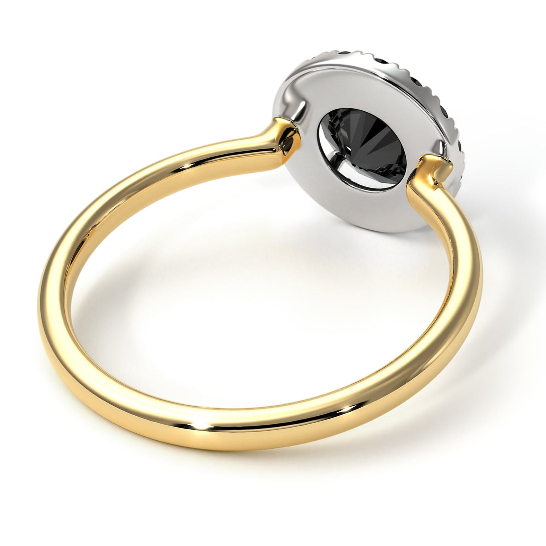 Two Tones 1ct Round Black Diamond Engagement Ring - Natalia No. 80