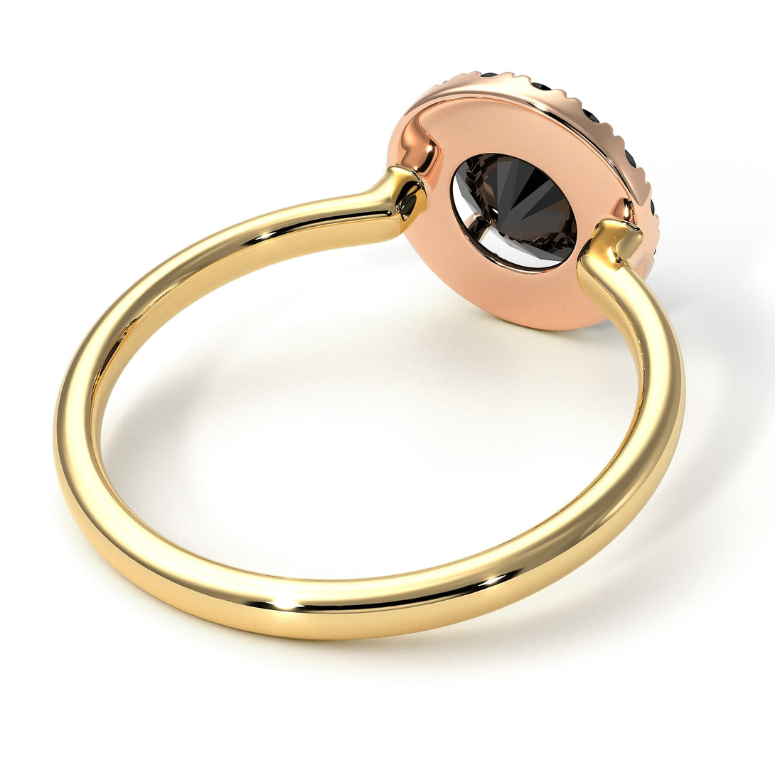 Two Tones 1ct Round Black Diamond Engagement Ring - Natalia No. 79