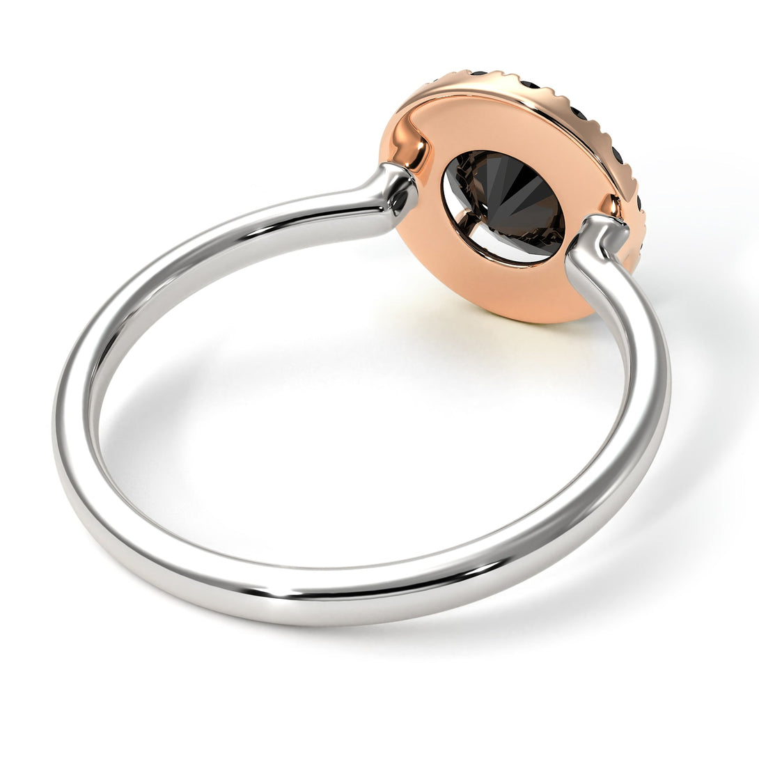 Two Tones 1ct Round Black Diamond Engagement Ring - Natalia No. 81