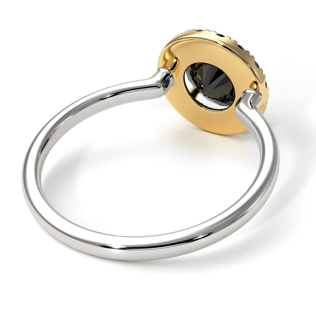 Two Tones 1ct Round Black Diamond Engagement Ring - Natalia No. 80