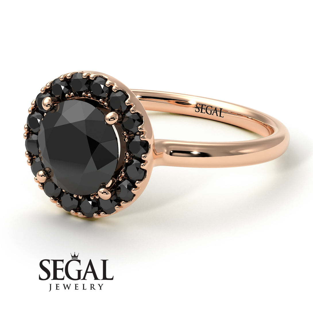 1ct Round Black Diamond Engagement Ring - Natalia No. 38
