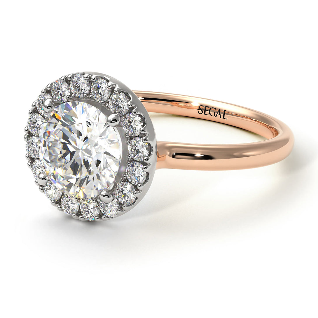 Two Tones 1ct Round Diamond Engagement Ring - Natalia No. 78