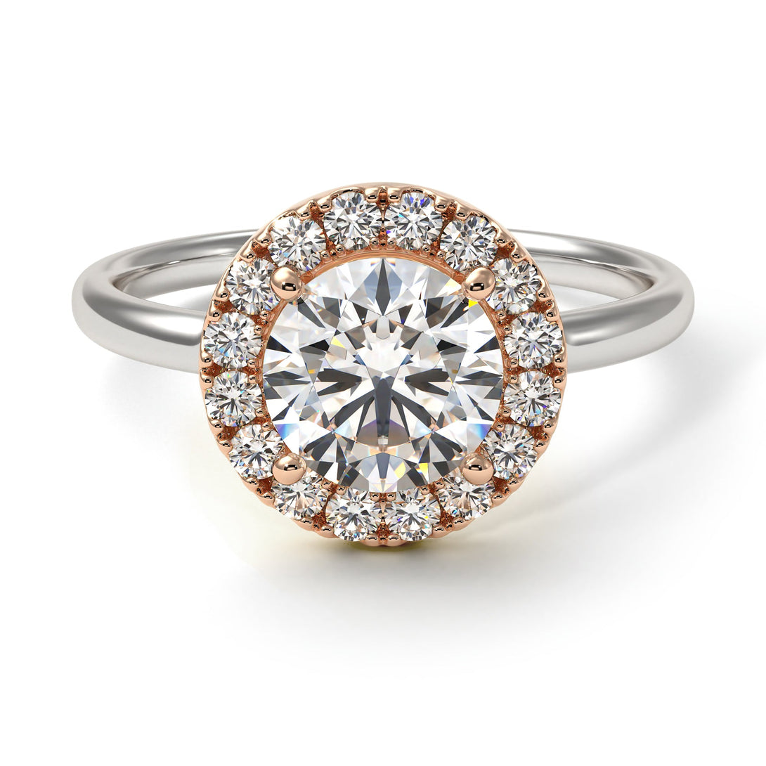 Two Tones 1ct Round Diamond Engagement Ring - Natalia No. 78
