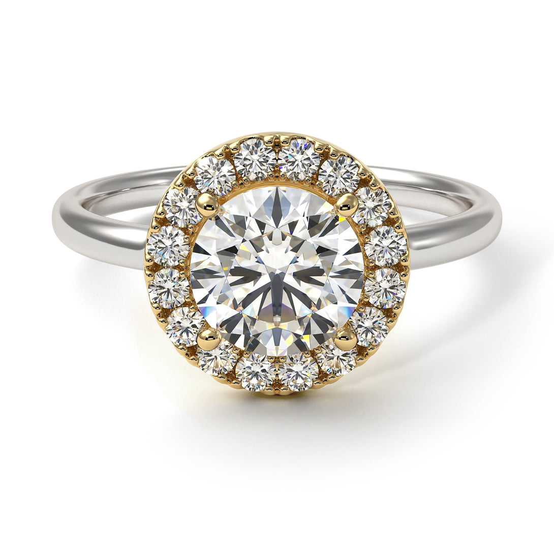 Two Tones 1ct Round Diamond Engagement Ring - Natalia No. 77