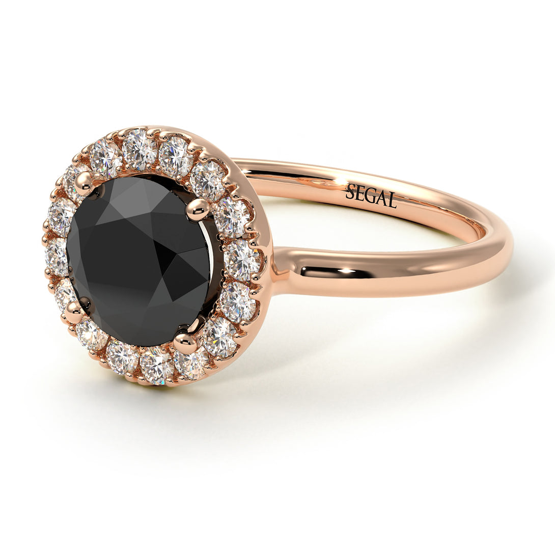 1ct Round Black Diamond Engagement Ring - Natalia No. 8