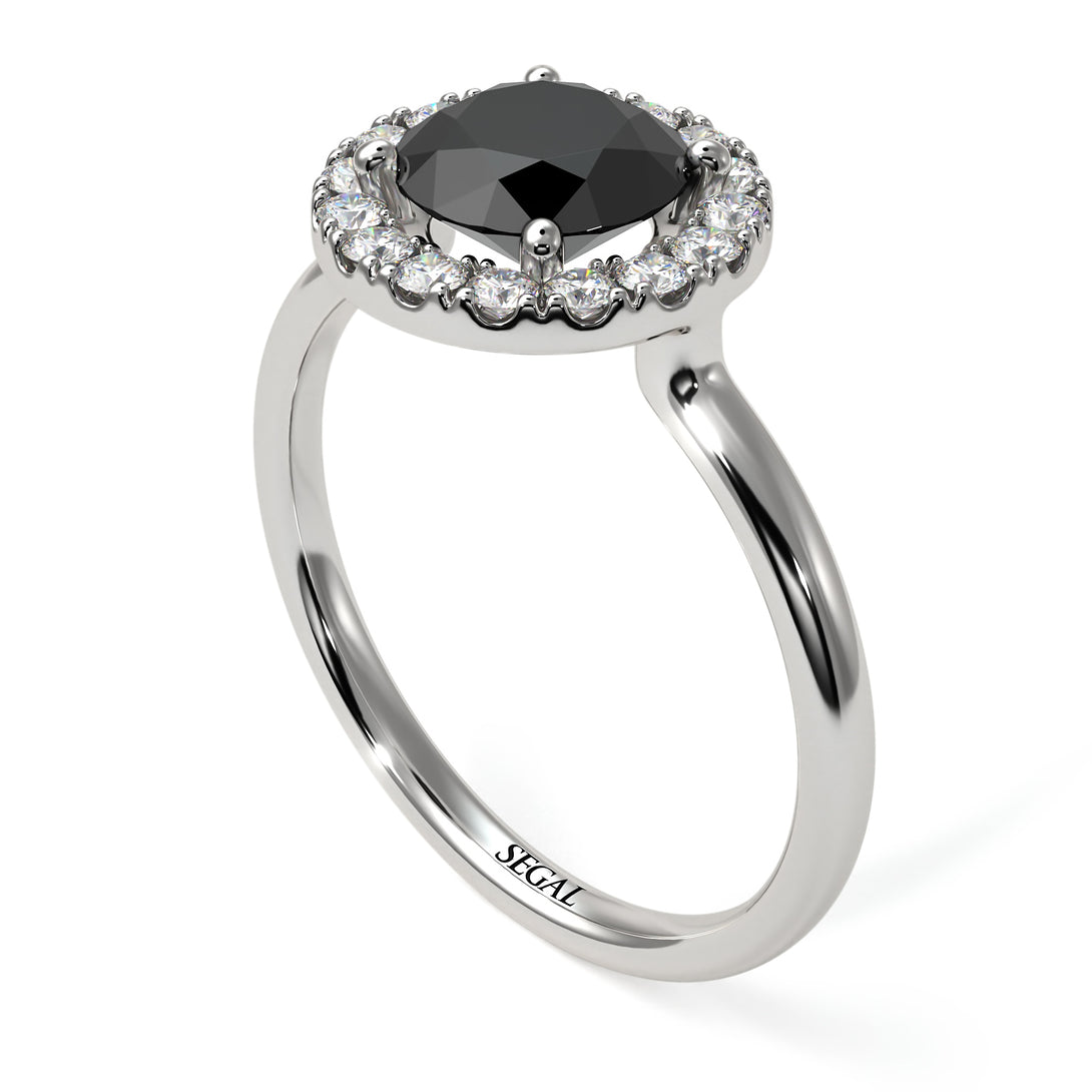 1ct Round Black Diamond Engagement Ring - Natalia No. 9
