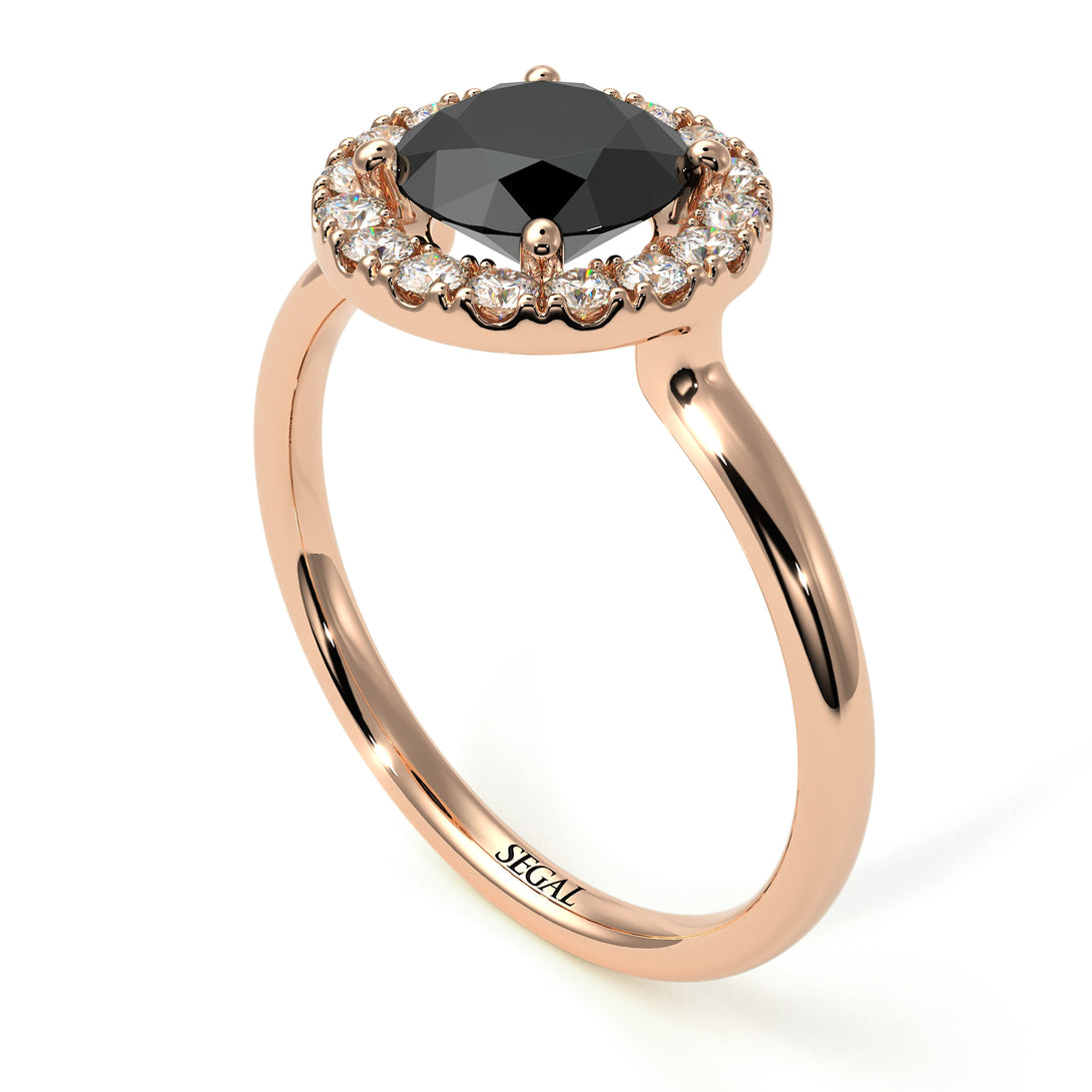 1ct Round Black Diamond Engagement Ring - Natalia No. 8