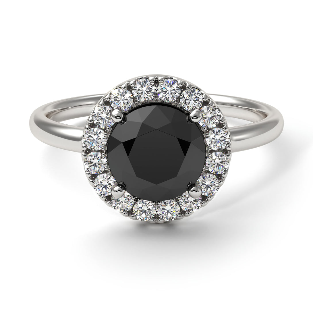 1ct Round Black Diamond Engagement Ring - Natalia No. 9