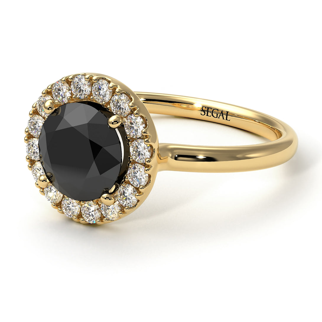 1ct Round Black Diamond Engagement Ring - Natalia No. 7