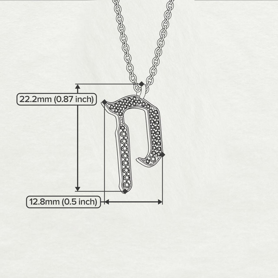 Kof - Hebrew Alef-Bet letter diamond Necklace - Kof letter