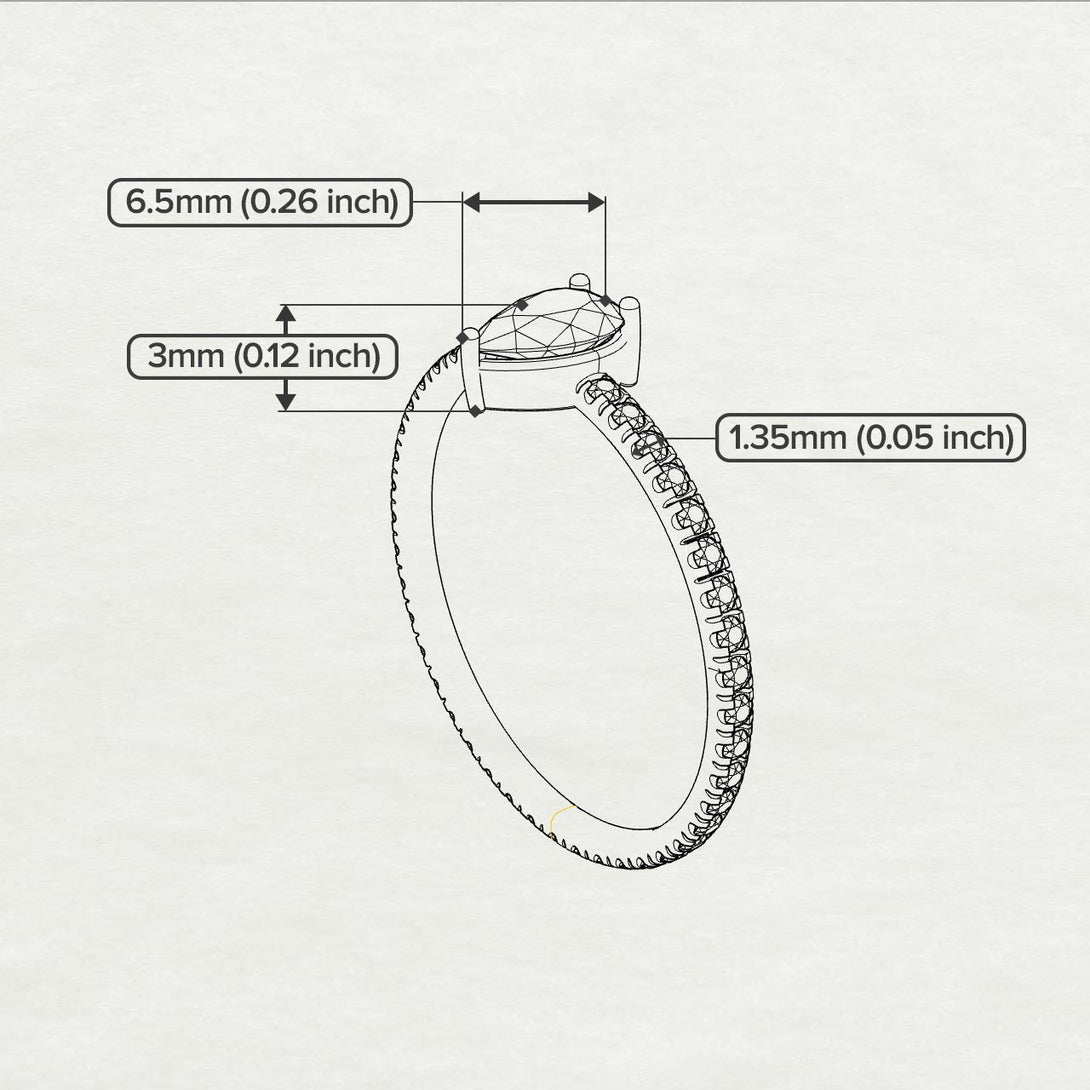 Pear Moissanite Ring With Micro Pave - Taylor No. 1