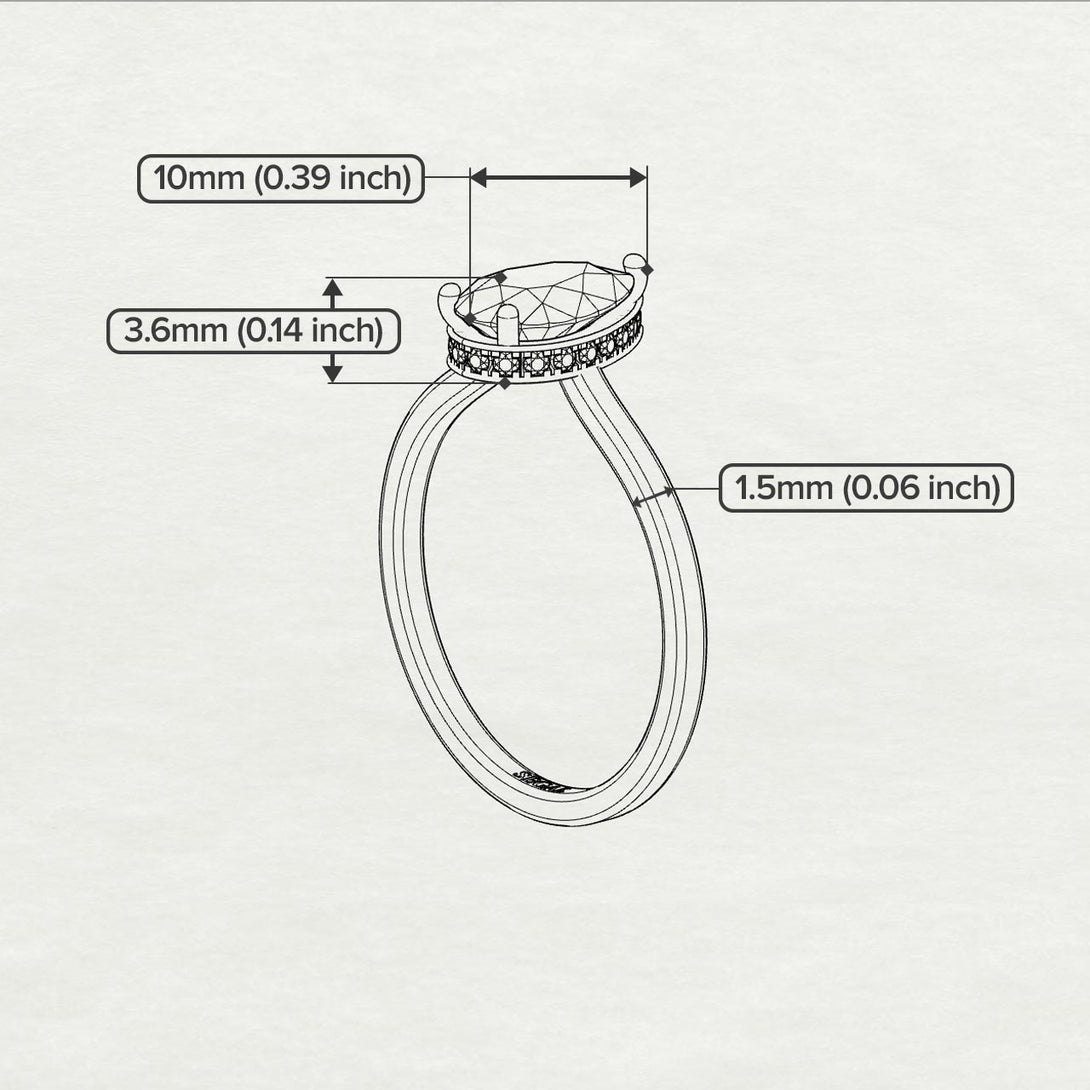 Hidden Halo Pear Sapphire Engagement Ring - Mary No. 14