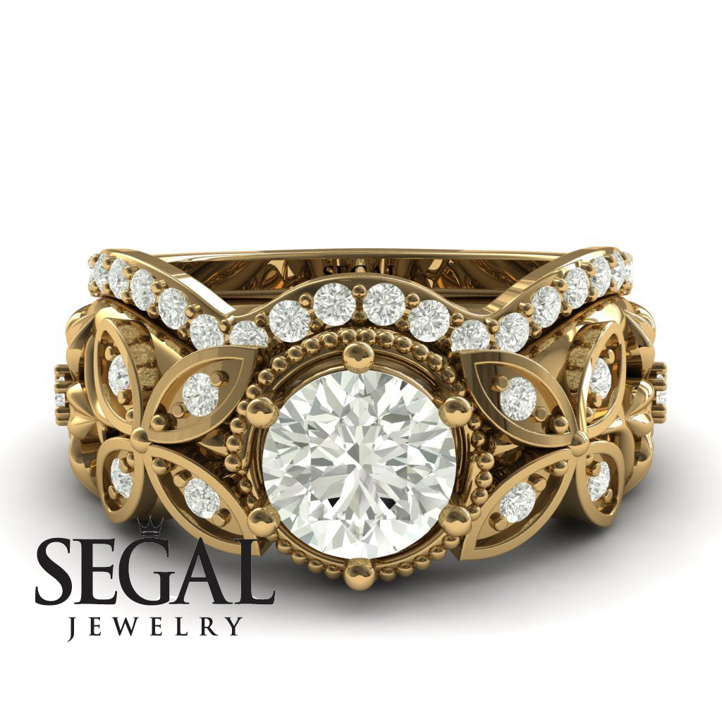 Mounted Circle Rounds Bridal Set Diamond Ring- Vivian no. 1