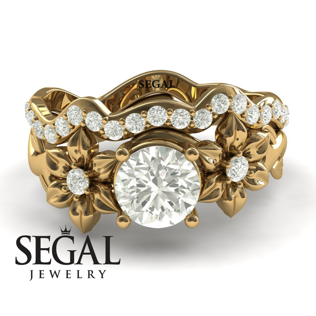 Floral Engagement Ring For All Eternity Bridal Set Ring - Julia no. 1