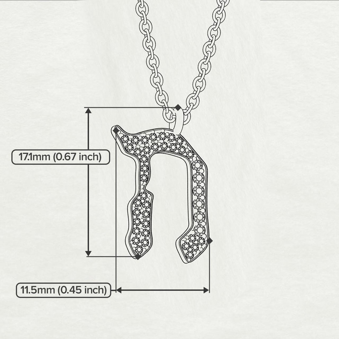 Hai - Hebrew Alef-Bet letter diamond Necklace - H letter