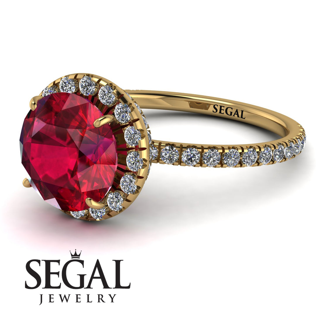 2ct Big Double Hidden Halo Ruby Engagement Ring - Catalina No. 10