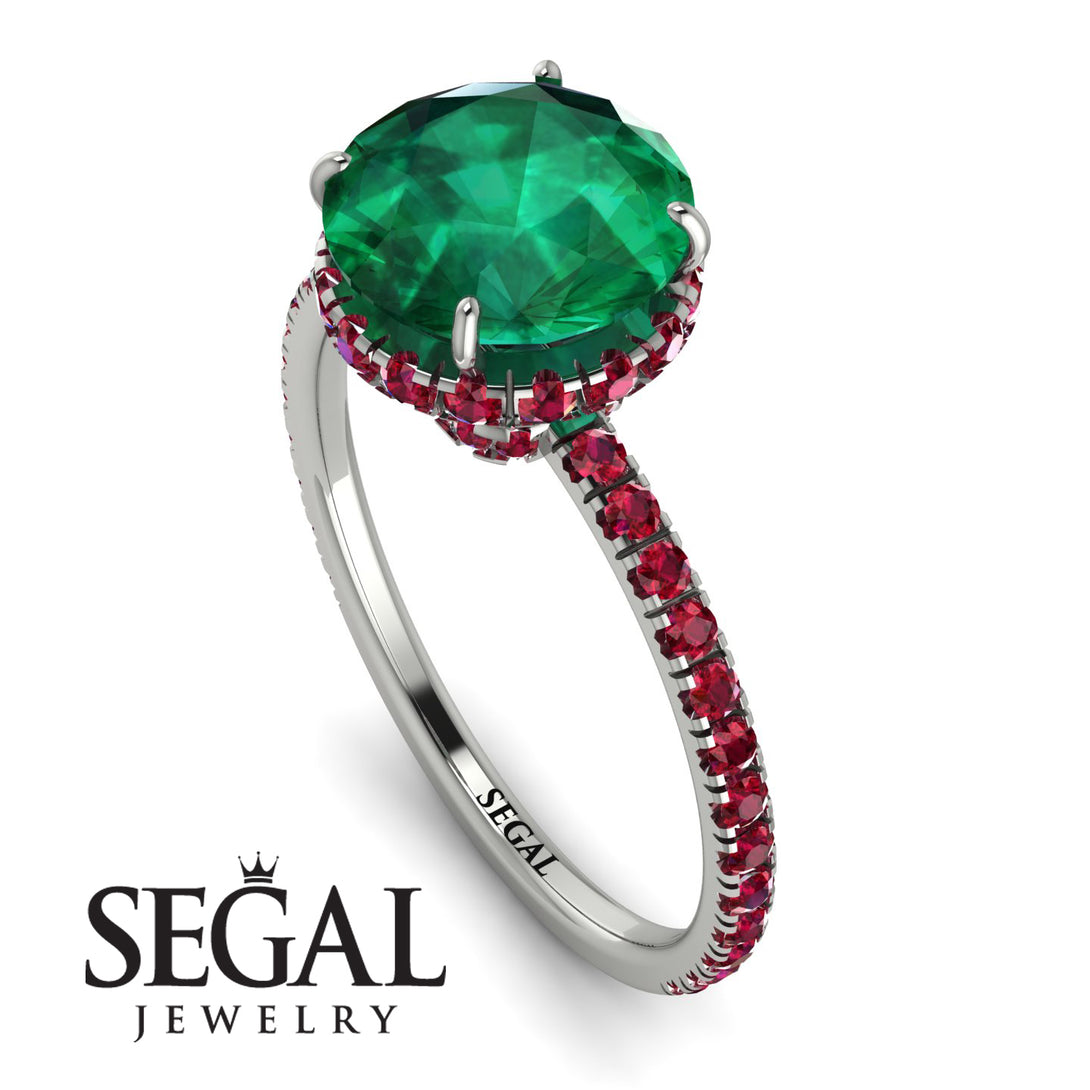 2ct Hidden Halo Emerald Engagement Ring - Adaline No. 51