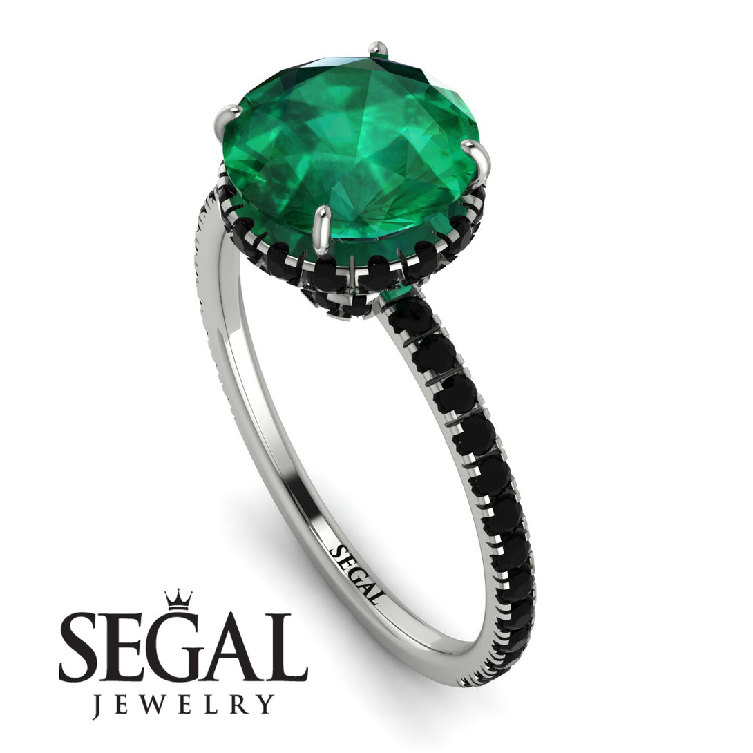 2ct Hidden Halo Emerald Engagement Ring - Adaline No. 36