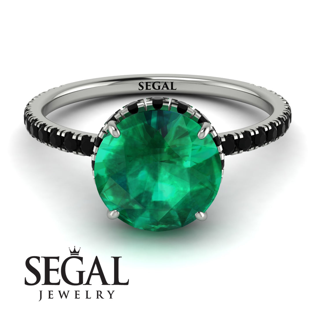2ct Hidden Halo Emerald Engagement Ring - Adaline No. 36