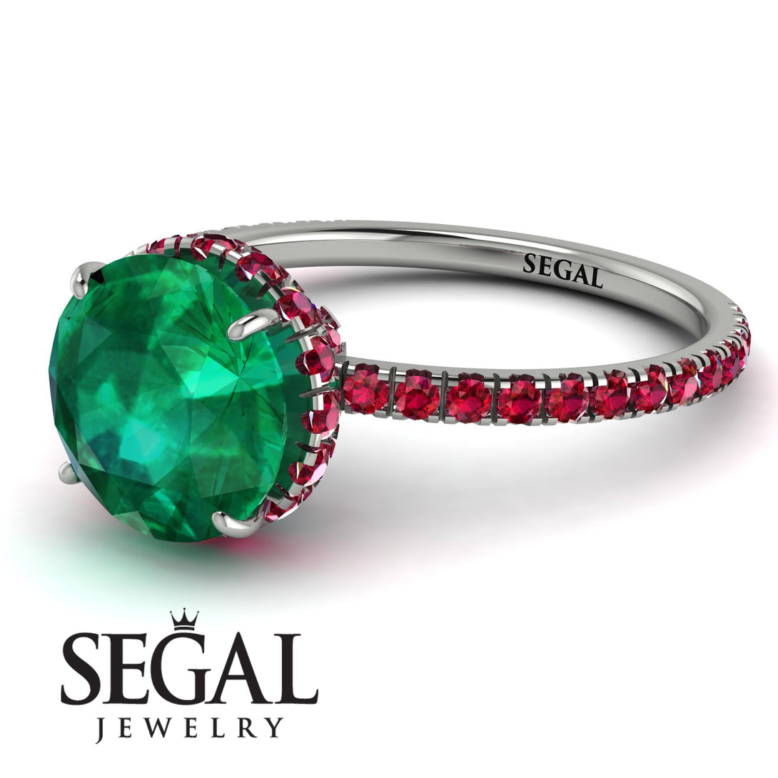 2ct Hidden Halo Emerald Engagement Ring - Adaline No. 51