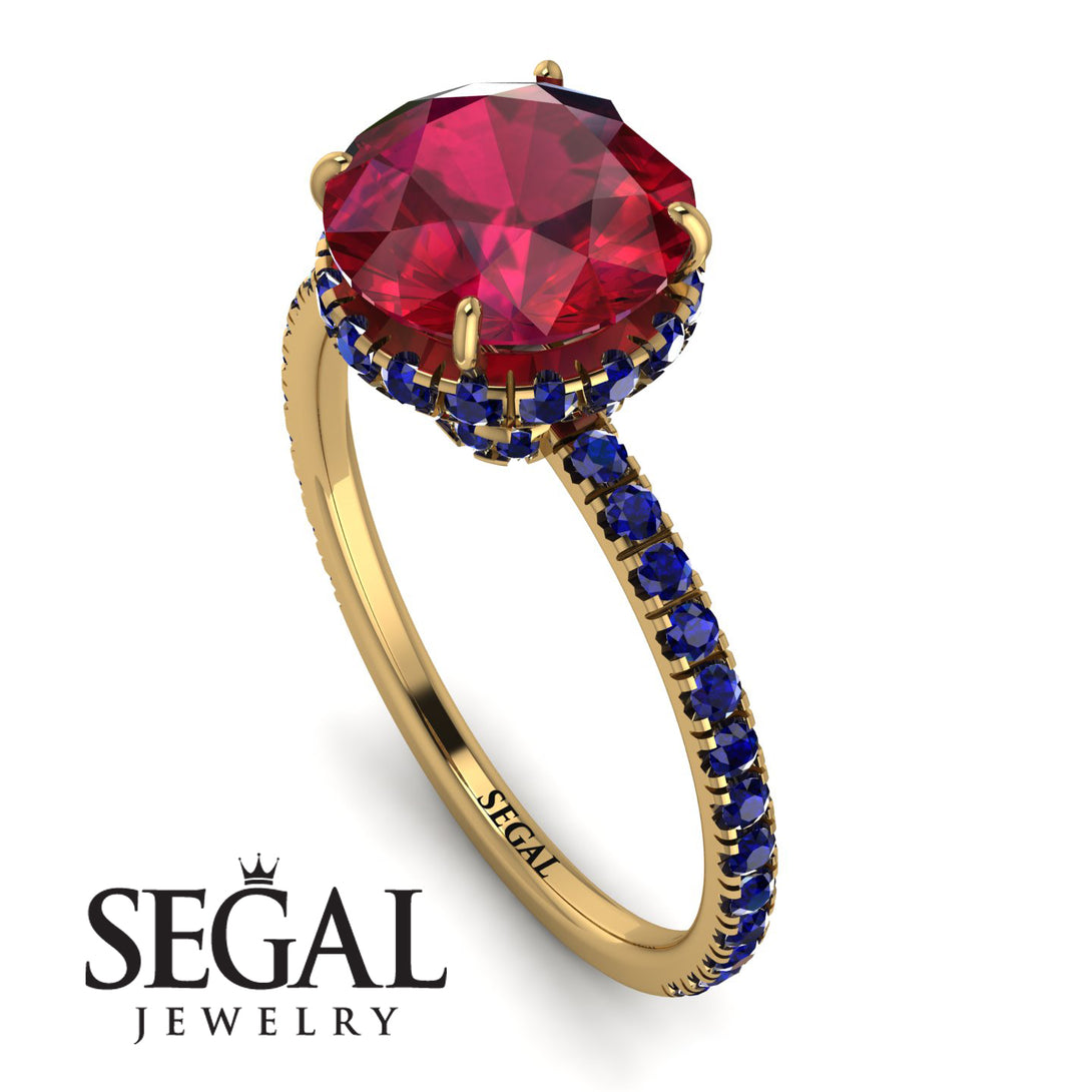 2ct Hidden Halo Ruby Engagement Ring - Adaline No. 70