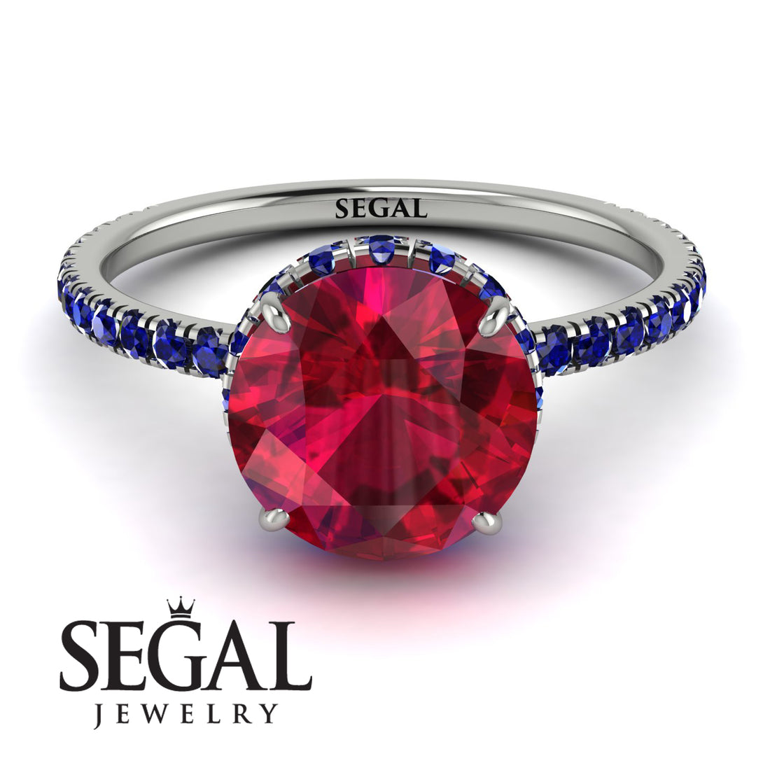 2ct Hidden Halo Ruby Engagement Ring - Adaline No. 72