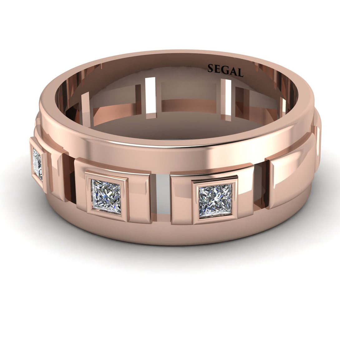 Architectural Princess Diamond Wedding Band - Henry No. 2