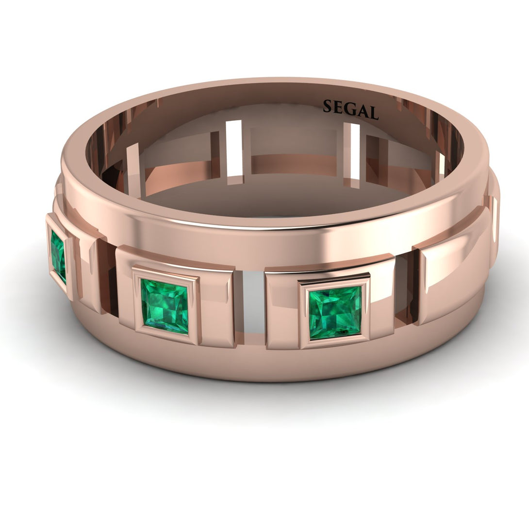Architectural Princess Emerald Wedding Band - Henry No. 11
