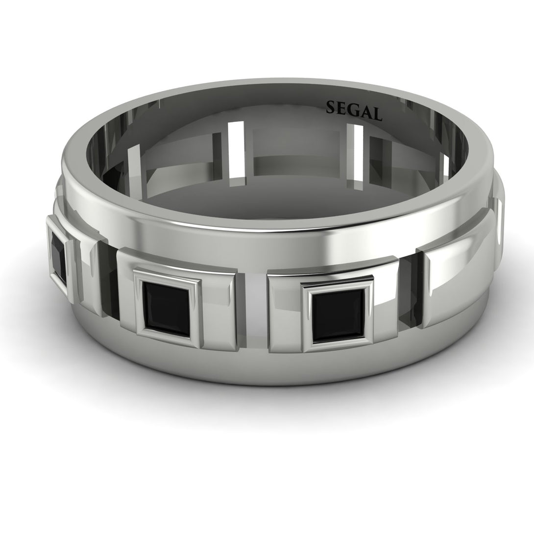 Architectural Princess Black Diamond Wedding Band - Henry No. 6