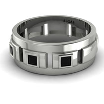 Architectural Princess Black Diamond Wedding Band - Henry No. 6 image 1